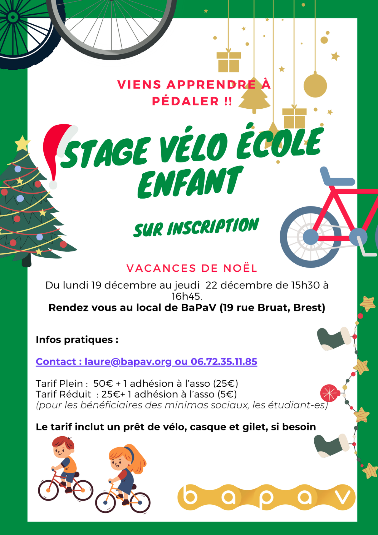 Stage vélo-école enfant – Vacances de Noël